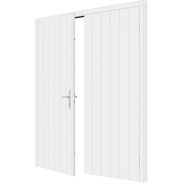 plaatdeur dubbel wit 2 deuren 93x211 5 kozijn 199 9x218 9mm incl. hang  en sluitwerk 