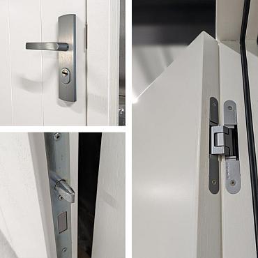 plaatdeur dubbel wit 2 deuren 93x211 5 kozijn 199 9x218 9mm incl. hang  en sluitwerk 