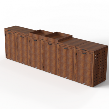 container ombouw 120l 3 stuks corten met vast deksel