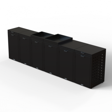 container ombouw 120l 4 stuks grafietzwart met vast deksel