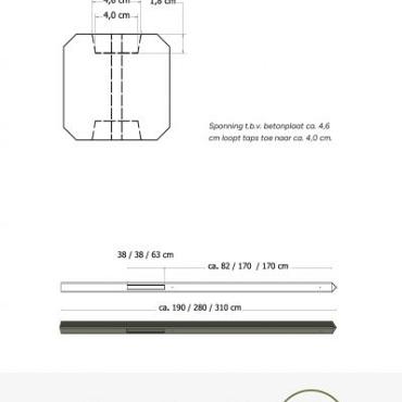 s1 eindbetonpaal glad mdk glad grijs 10x10x190cm