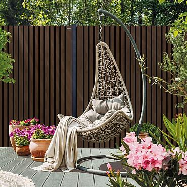 composiet schutting stripes black dark brown 180x180cm