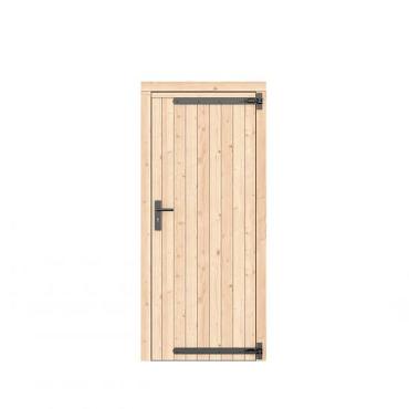 vuren dichte enkele deur kleurloos geimp. rechtsdraaiend zwart beslag 90x201cm