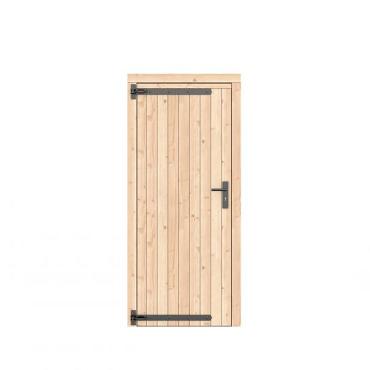 vuren dichte enkele deur kleurloos geimp. linksdraaiend zwart beslag 90x201cm