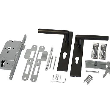 rvs luxe deurbeslagset zwart gecoat incl. duimen 