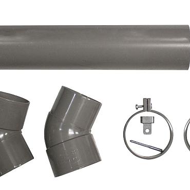 hemelwaterafvoer pvc 8cm 275cm lengte incl. 2 klemmen 2 bochten en bevestigingmateriaal