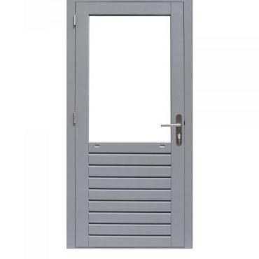 hardhouten enkele 1 ruits deur prestige rechtsdraaiend met dubbelglas grijs gegrond 109x221cm