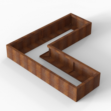 cortenbloembak module l vorm 60x180x180x28 cm