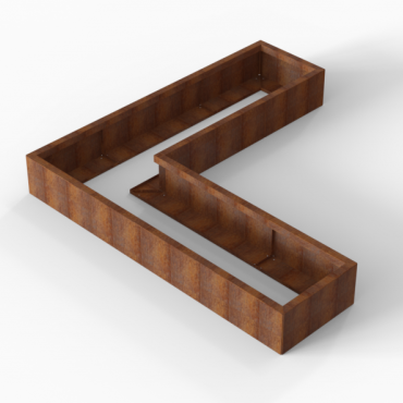 cortenbloembak module l vorm 60x210x210x28 cm