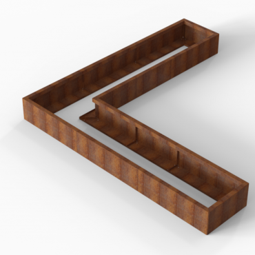 cortenbloembak module l vorm 60x270x270x28 cm