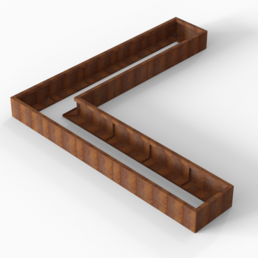 corten bloembak module l vorm 60x300x300x28 cm