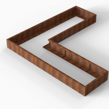 corten bloembak module l vorm 90x300x300x28 cm