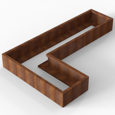 cortenbloembak module l vorm 60x240x150x28 cm