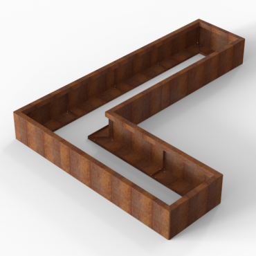 cortenbloembak module l vorm 60x240x180x28 cm