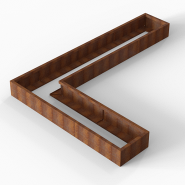 cortenbloembak module l vorm 60x330x240x28 cm