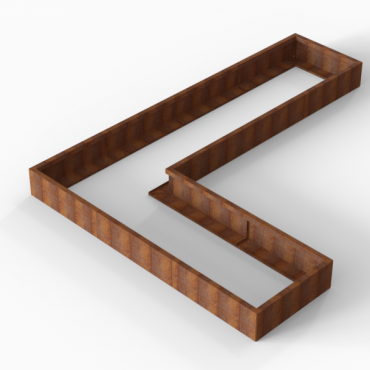 cortenbloembak module l vorm 90x360x270x28 cm