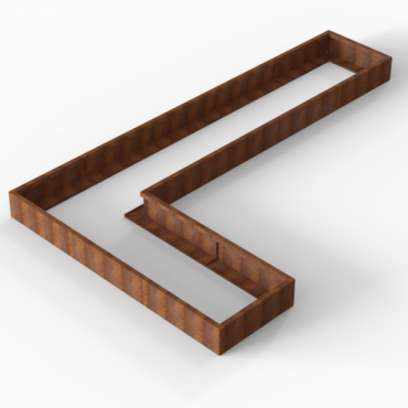 cortenbloembak module l vorm 90x450x270x28 cm