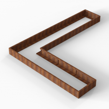cortenbloembak module l vorm 90x450x360x28 cm