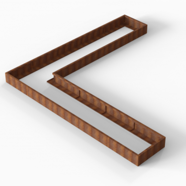 cortenbloembak module l vorm 90x450x450x28 cm