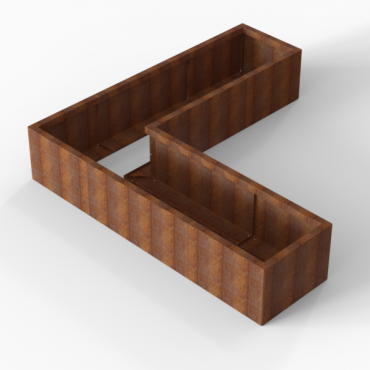cortenbloembak module l vorm 60x210x210x42 cm