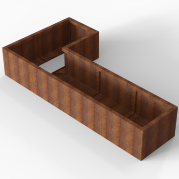 cortenbloembak module l vorm 60x120x240x42 cm