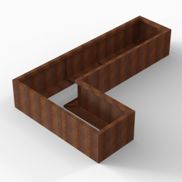 cortenbloembak module l vorm 60x240x150x42 cm