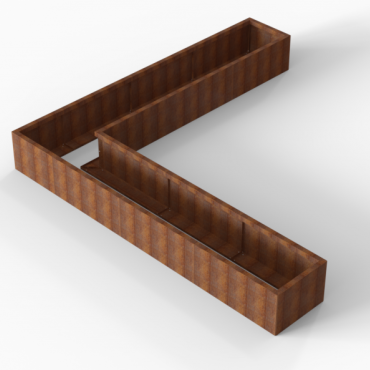 cortenbloembak module l vorm 60x330x330x42 cm