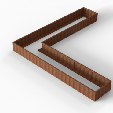 cortenbloembak module l vorm 90x450x450x42 cm