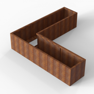 cortenbloembak module l vorm 60x240x240x56 cm