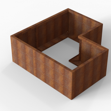 cortenbloembak module l vorm 90x150x150x56 cm