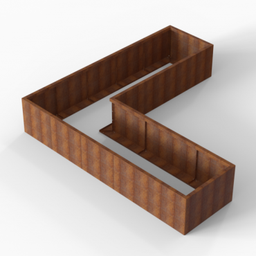corten bloembak module l vorm 90x300x300x56 cm