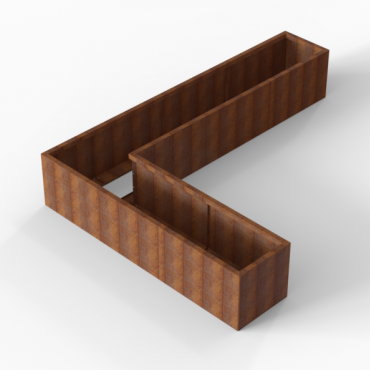 cortenbloembak module l vorm 60x330x240x56 cm
