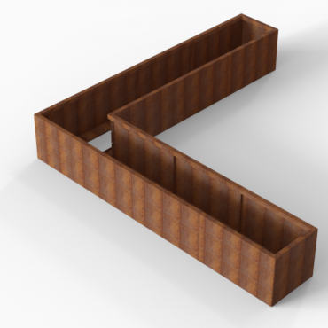 cortenbloembak module l vorm 60x330x330x56 cm
