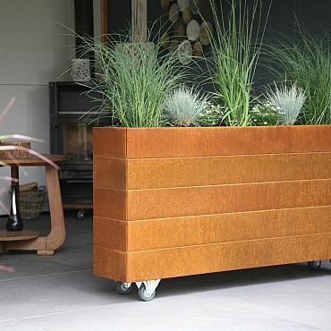 bloembak modulair corten 300x60x70cm