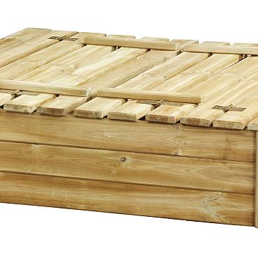 zandbak tom met deksel zitbank 120x120x30cm