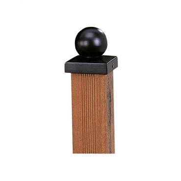 paalornament bol op plaat zwart 7x7cm