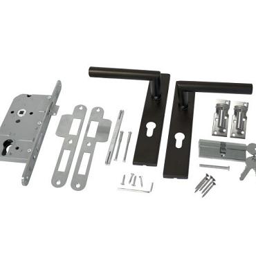 rvs luxe deurbeslagset zwart gecoat incl. duimen 