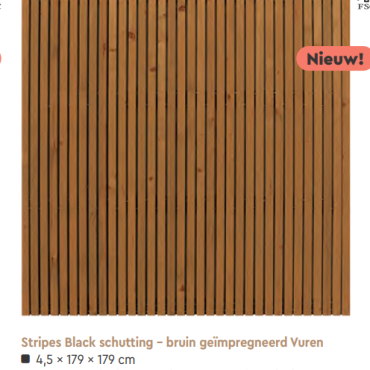 vuren scherm stripes black bruin geimpr. 179x179cm
