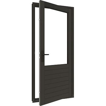 stapeldorpeldeur met glas meranti zwart rechtsdraaiend deur 93x216 9 kozijn 103 8x226 3cm incl. dts en deurbeslag 