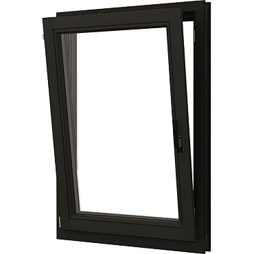 draai  kiepraam meranti zwart linksdr. raam zwart 70x128 5 kozijn 77 4x137 4cm incl. raambeslag 