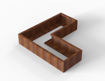 CortenBloembak Module+ L-vorm 60x150x150x28 cm | Snoei Tuinmaterialen